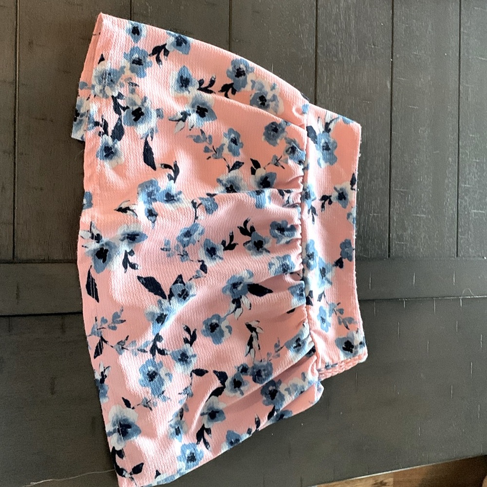 Girls blue and pink floral skirt.